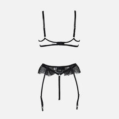 Mesh Cross Lingerie Set with Garter
