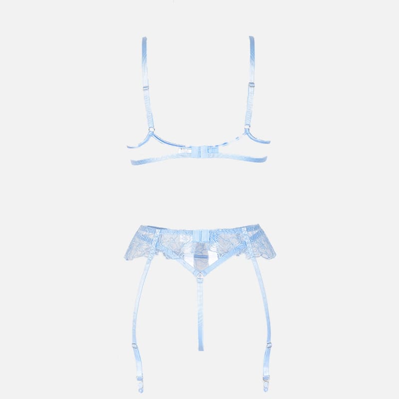 Mesh Cross Lingerie Set with Garter