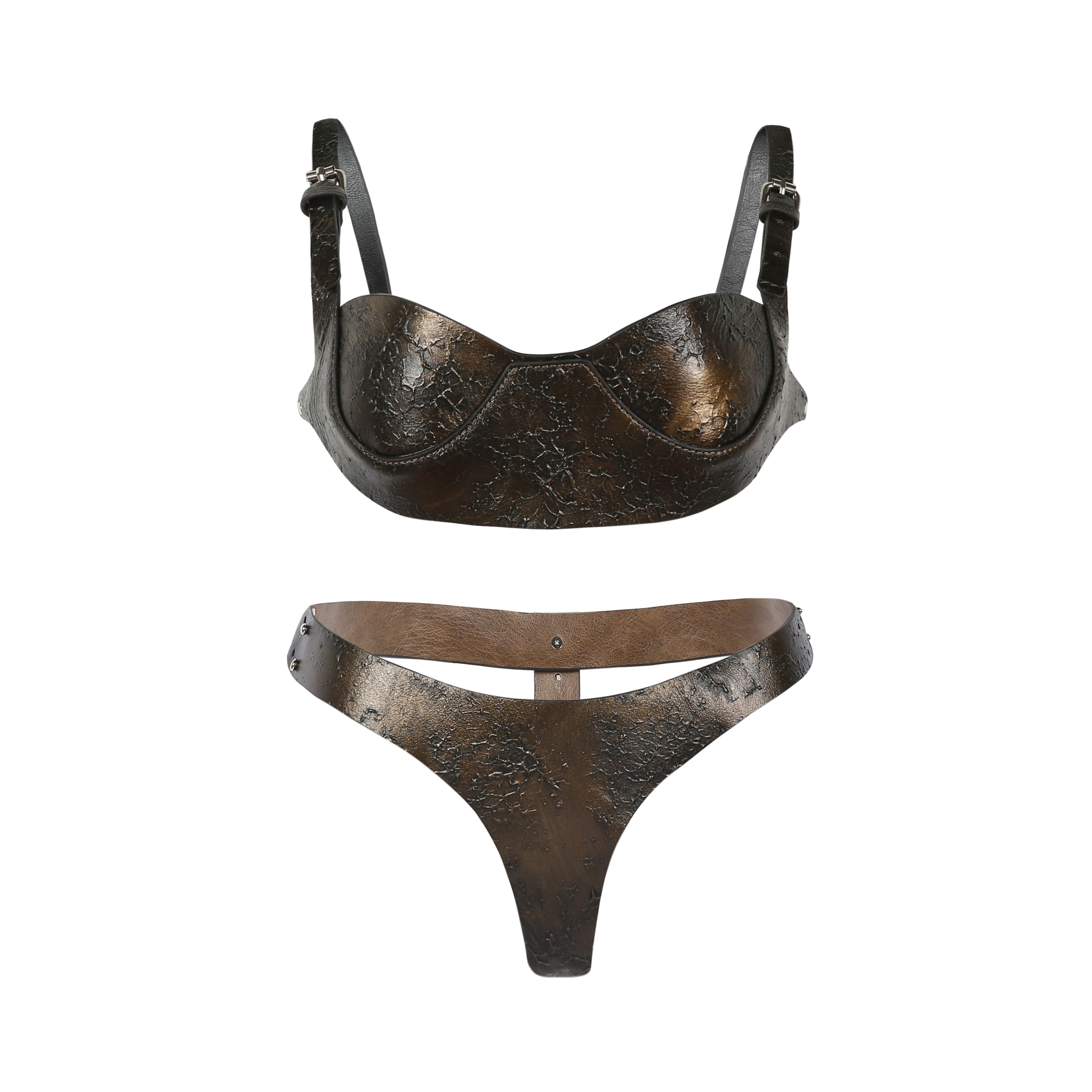 Conjunto de lencería bondage de cuero
