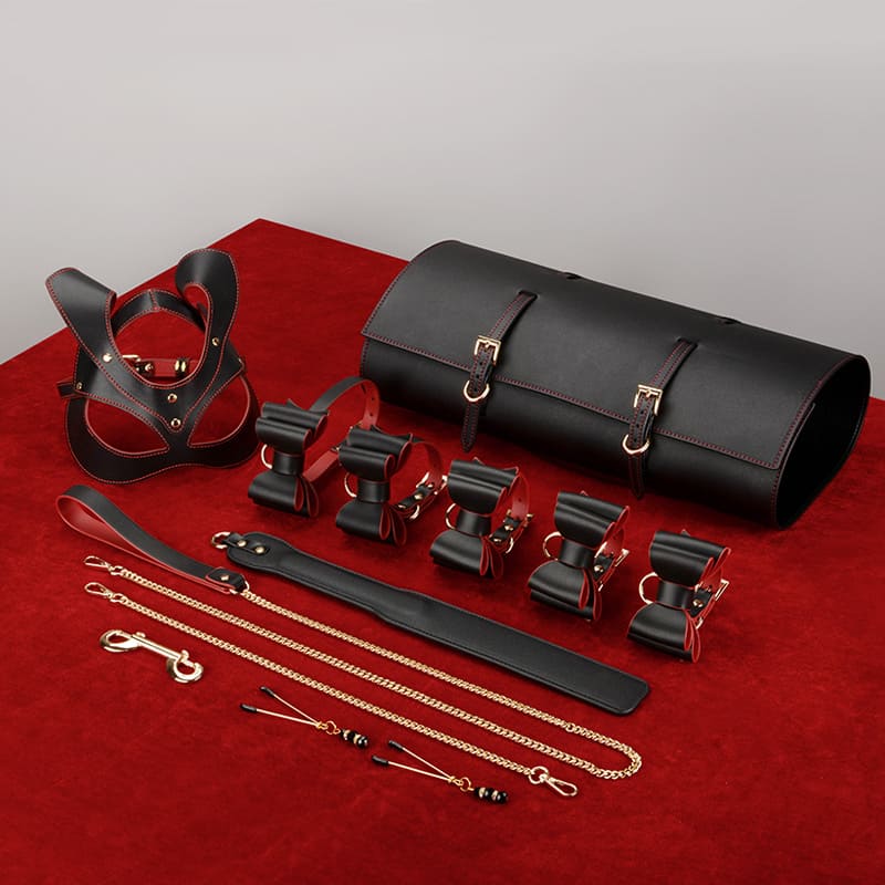 Kit de paquete de rollos de bondage de cuero con lazo