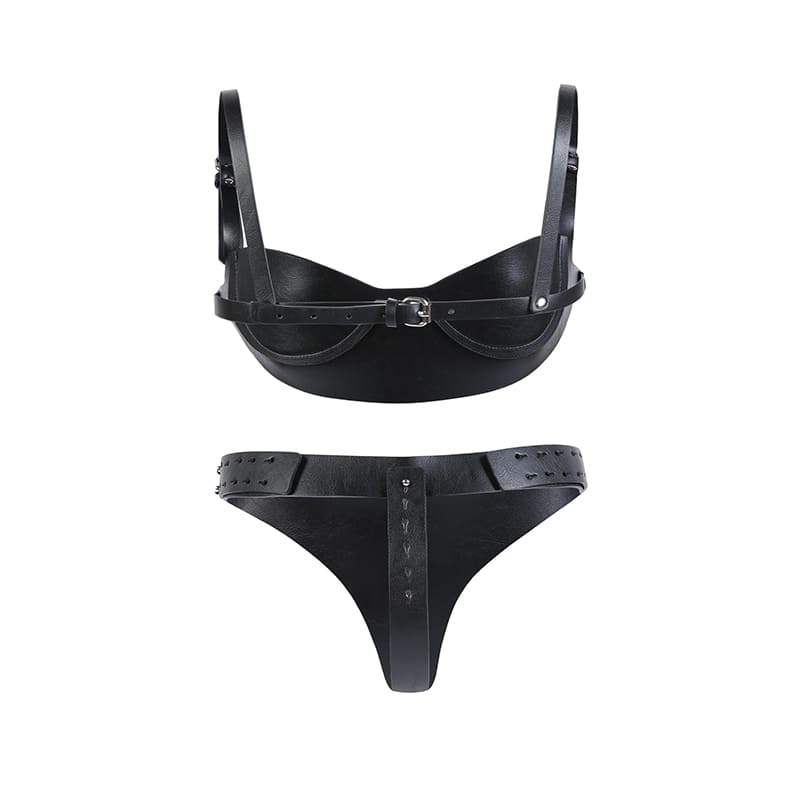Conjunto de lencería bondage de cuero