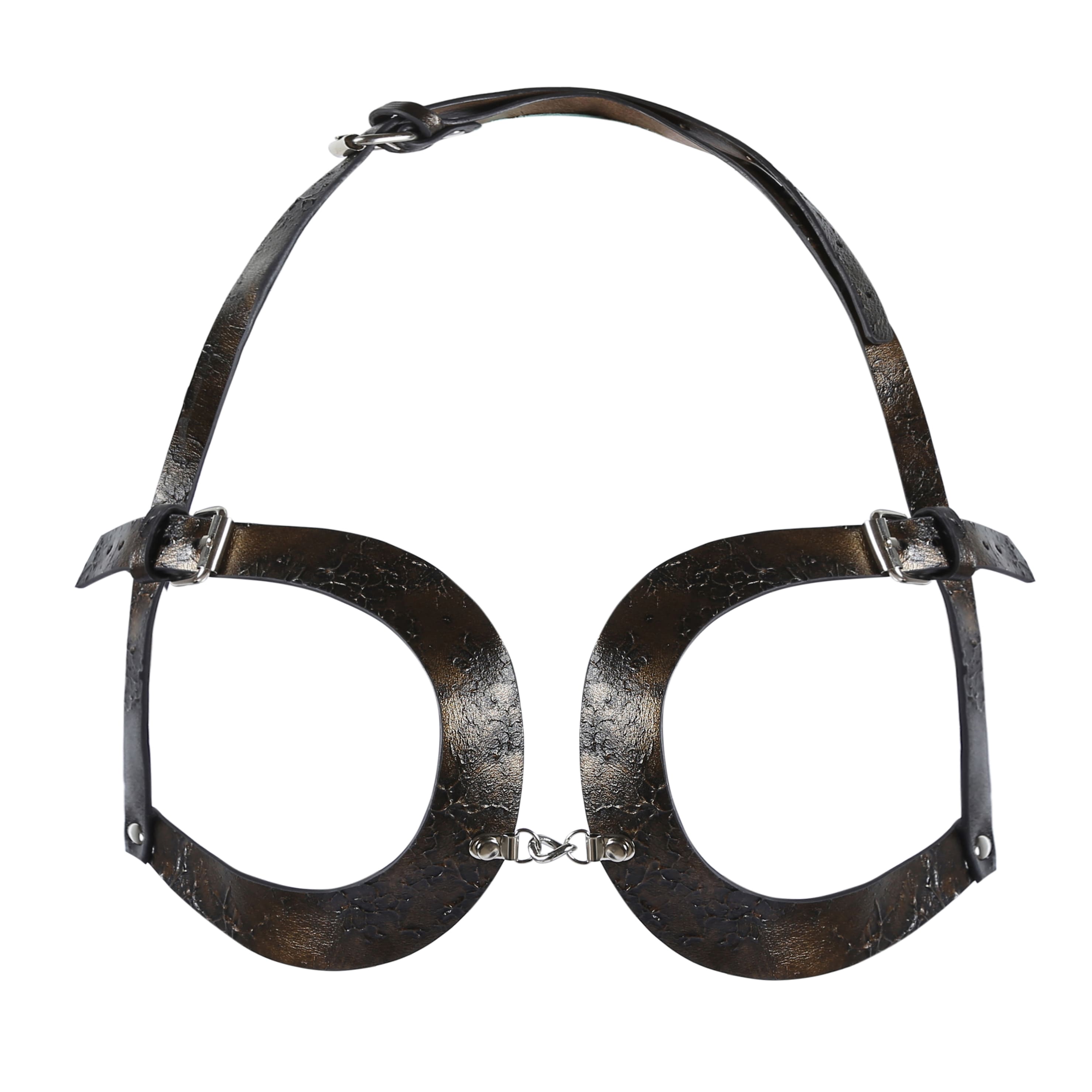 Open Cup Buckled Leather Bra