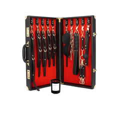 Kit de maleta BDSM de cuero genuino de lujo