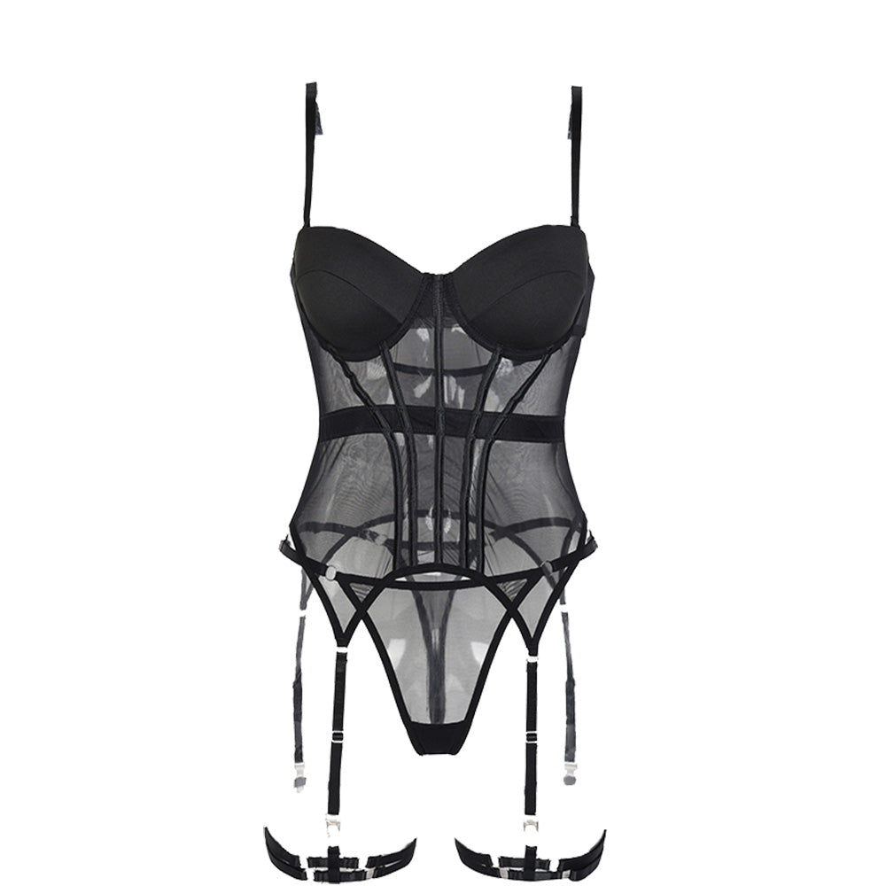 Ensemble de lingerie à bretelles avec jarretière